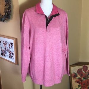 VINEYARD VINES Size XLPink Weave Brown Sueded collar 1/4 zip Merino Wool $229NEW